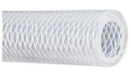 Silicone hose with visible polyester braid reinforcement