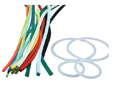 Colored silicone extruded profiles and white profile rings